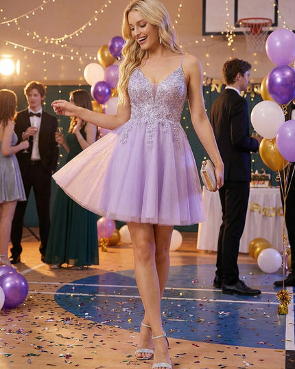 Spaghetti Straps Sequin Appliques Homecoming Dresses Mini Dresses