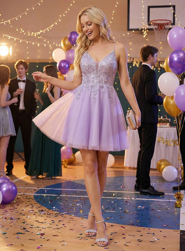 Spaghetti Straps Sequin Appliques Homecoming Dresses Mini Dresses