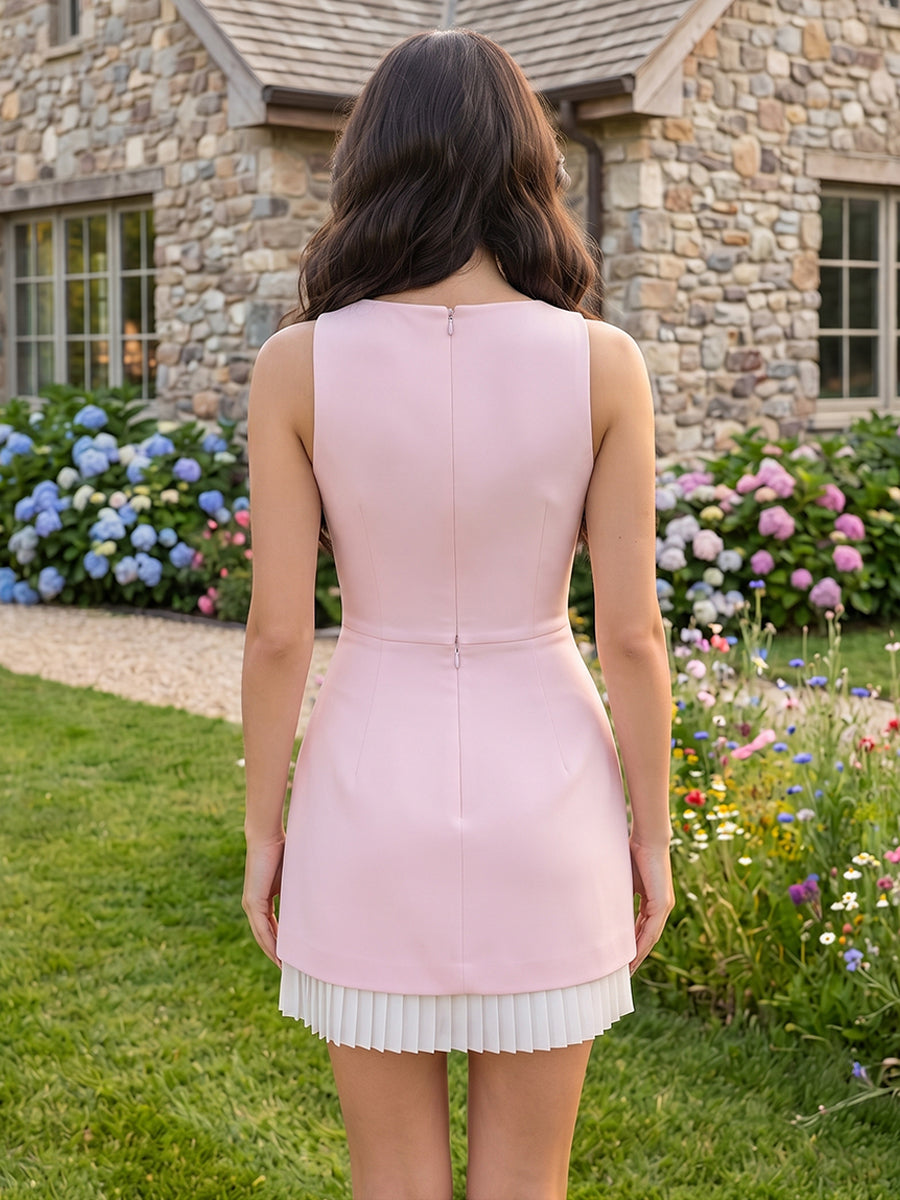 Chiffon A Line Jewel Neck Spliced Design Bow Homecoming Dresses