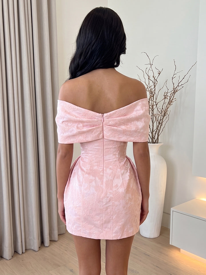 Jacquard A Line Off the Shoulder Floral Print Homecoming Dresses