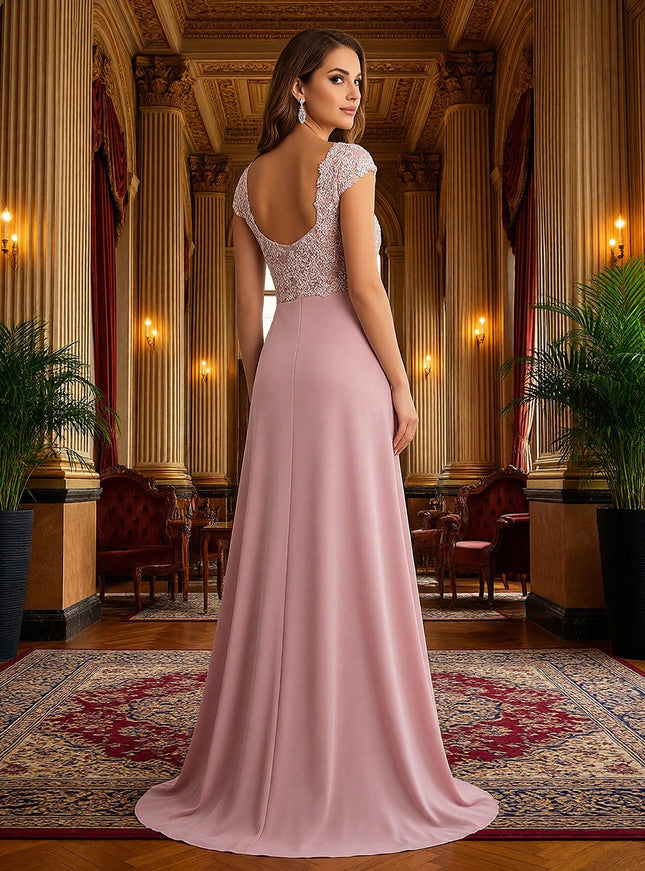 Lace Applique Crew Neck Sleeveless A Line Mother of the Bride Dresses