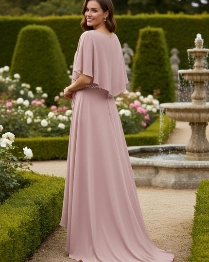 Crew Neck Short Sleeves Mother of the Bride Dresses with Beads