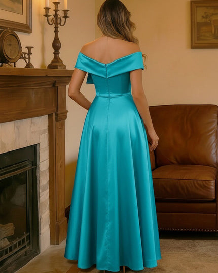 Satin One Shoulder Bow Mother of the Bride Dresses with Slit