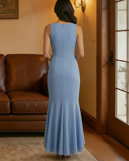 Scoop Neck Chiffon High Low Corset Mother of the Bride Dresses