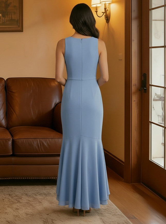 Scoop Neck Chiffon High Low Corset Mother of the Bride Dresses