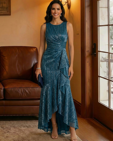 Scoop Neck Tulle High Low Corset Mother of the Bride Dresses