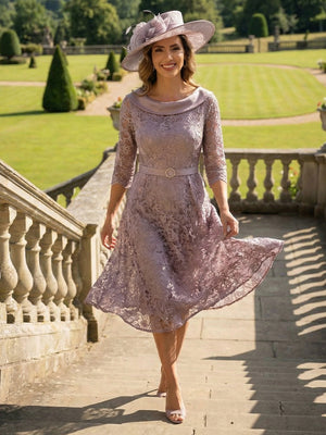 Lace Appliques Scoop Neck Mother of the Bride Dresses