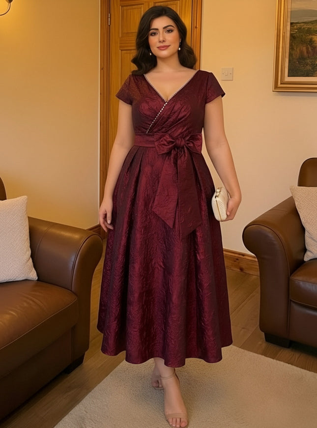 Jacquard V Neck Corset Mother of the Bride Dresses