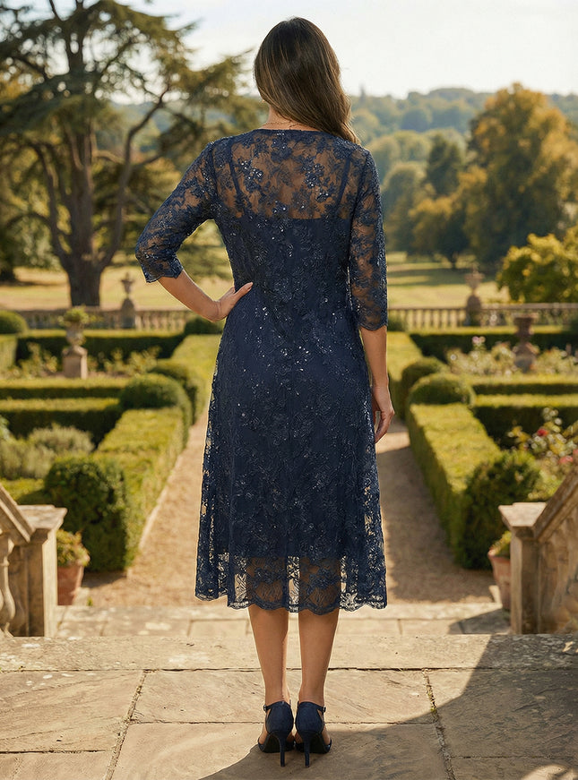 Lace Appliques Scoop Neck 2 Pieces Mother of the Bride Dresses