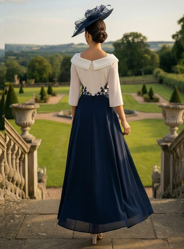 Satin Pleated  Lace Appliques Mother of the Bride Dresses