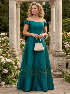 Mother of the Bride & Groom Dress Wedding Guest Gown A Line Corset Off the Shoulder Laces