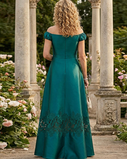 Mother of the Bride & Groom Dress Wedding Guest Gown A Line Corset Off the Shoulder Laces