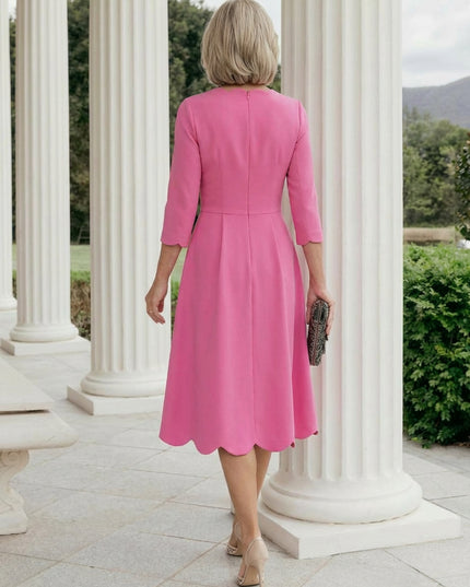 Mother of the Bride & Groom Dress Square Neck Pleats Satin