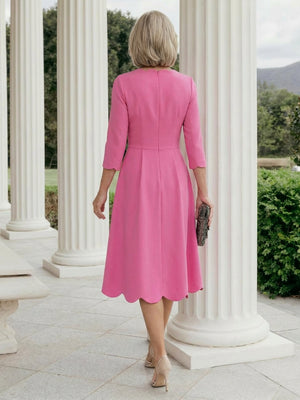 Mother of the Bride & Groom Dress Square Neck Pleats Satin