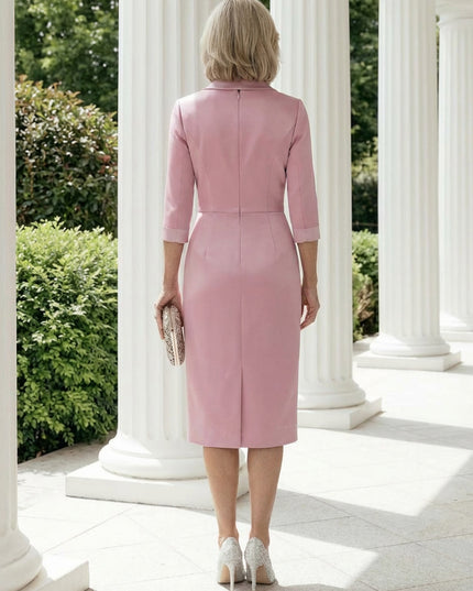 Mother of the Bride & Groom Dress Mermaid Corset Pleats V Neck Satin with Bow