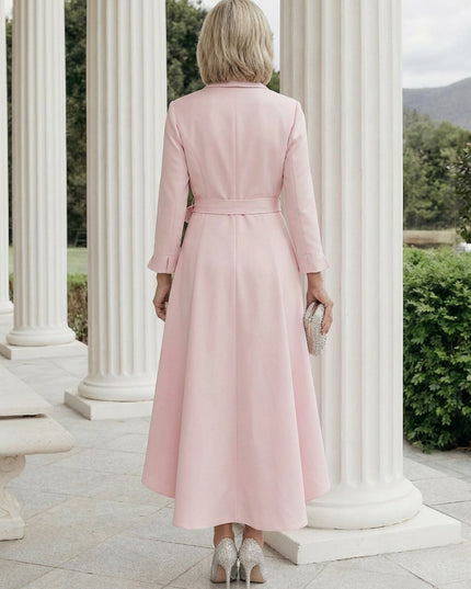 Mother of the Bride & Groom Dress A Line Corset Pleats V Neck Satin with Bow