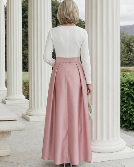 Mother of the Bride & Groom Dress Wedding Guest Gown A Line Corset Pleats V Neck Satin