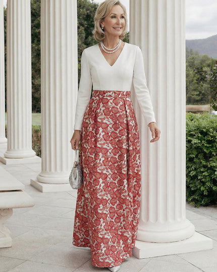 Mother of the Bride & Groom Dress Wedding Guest Gown A Line Corset Pleats V Neck Satin