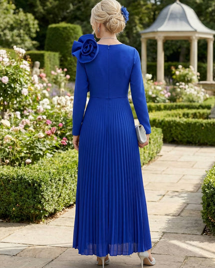 Mother of the Bride & Groom Dress A Line Corset Pleats Scoop Neck Satin with 3D Flower