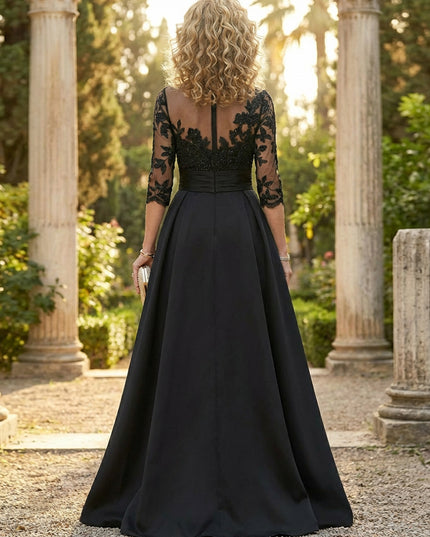 Mother of the Bride & Groom Dress Formal Gown A Line Corset Satin Laces with Slit