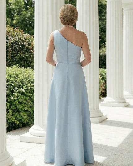 Mother of the Bride & Groom Dress Formal Gown A Line One Shoulder Corset Satin