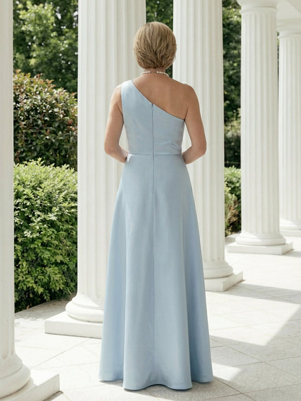 Mother of the Bride & Groom Dress Formal Gown A Line One Shoulder Corset Satin