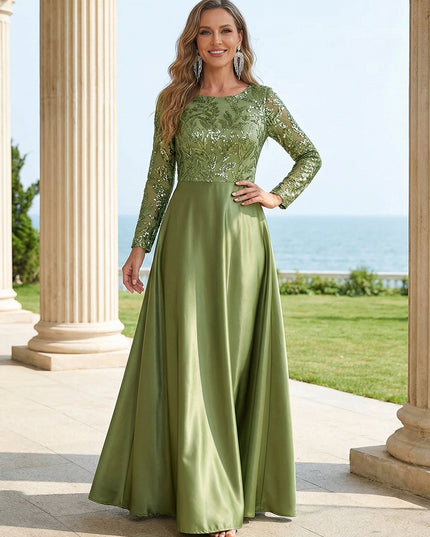 Mother of the Bride & Groom Dress Formal Gown A Line Corset Scoop Neck Satin Laces