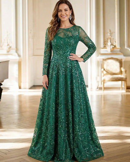 Mother of the Bride & Groom Dress Formal Gown A Line Corset Scoop Neck Laces