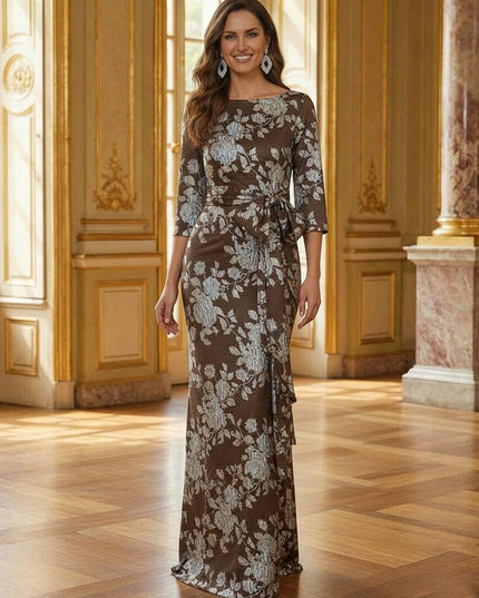 Mother of the Bride & Groom Dress Corset Mermaid Scoop Neck Floral