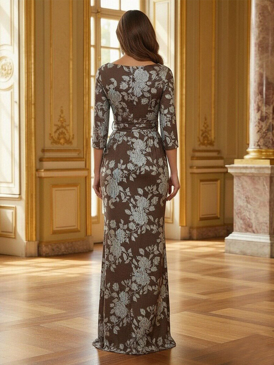 Mother of the Bride & Groom Dress Corset Mermaid Scoop Neck Floral