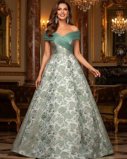 Mother of the Bride & Groom Dress Corset A Line Off the Shoulder Floral