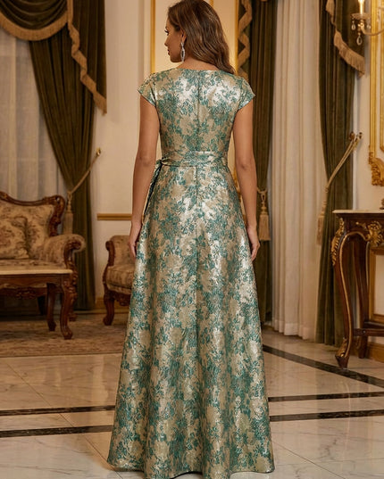 Mother of the Bride & Groom Dress Corset A Line V Neck Floral with Slit