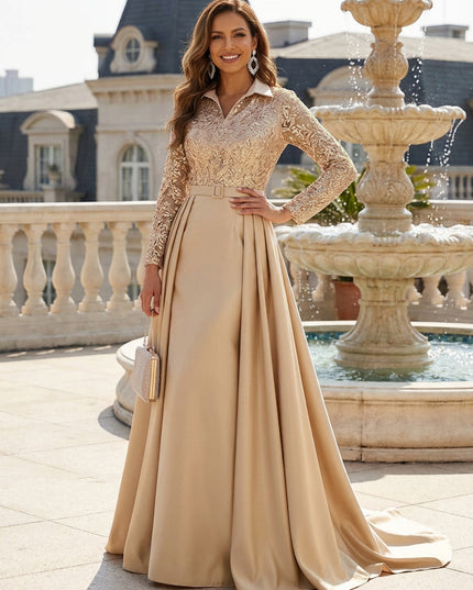 Mother of the Bride & Groom Dress Formal Gown Corset A Line Pleats V Neck Satin