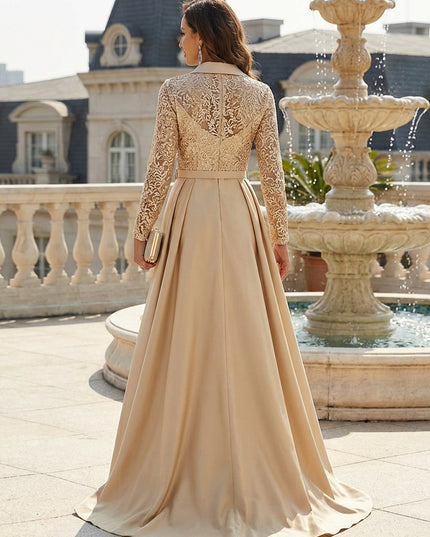 Mother of the Bride & Groom Dress Formal Gown Corset A Line Pleats V Neck Satin