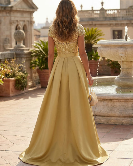 Mother of the Bride & Groom Pant Suit Corset A Line Pleats V Neck Satin