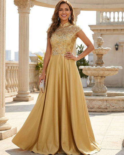 Mother of the Bride & Groom Dress Corset A Line Pleats V Neck Satin