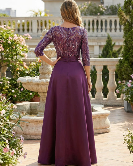 Mother of the Bride & Groom Dress Scoop Neck A Line Corset Pleats Bow Satin