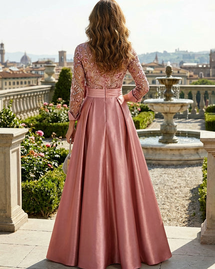 A Line 3D Flowers Mother of the Bride & Groom Dresses with Sleeves & Lace Appliques