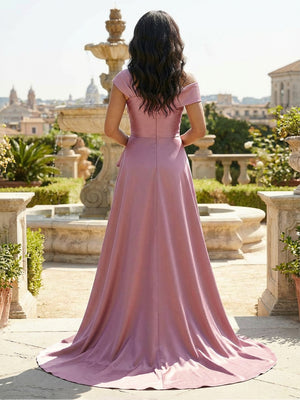 Mermaid Lace Appliques Ruffles Satin One Shoulder Mother of the Bride Dresses with Slit