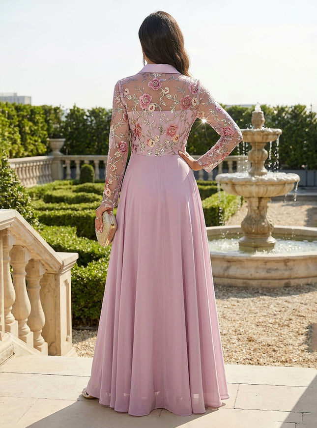 Lace Appliques Chiffon V Neck A Line Mother of the Bride Dresses