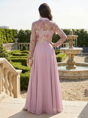 Lace Appliques Chiffon V Neck A Line Mother of the Bride Dresses