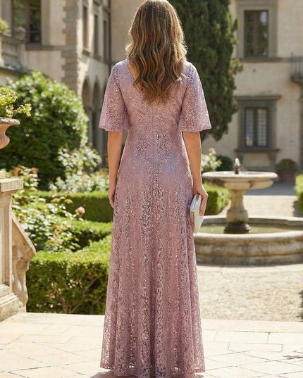 A Line Mother of the Bride & Groom Dresses with Sleeves & Lace Appliques