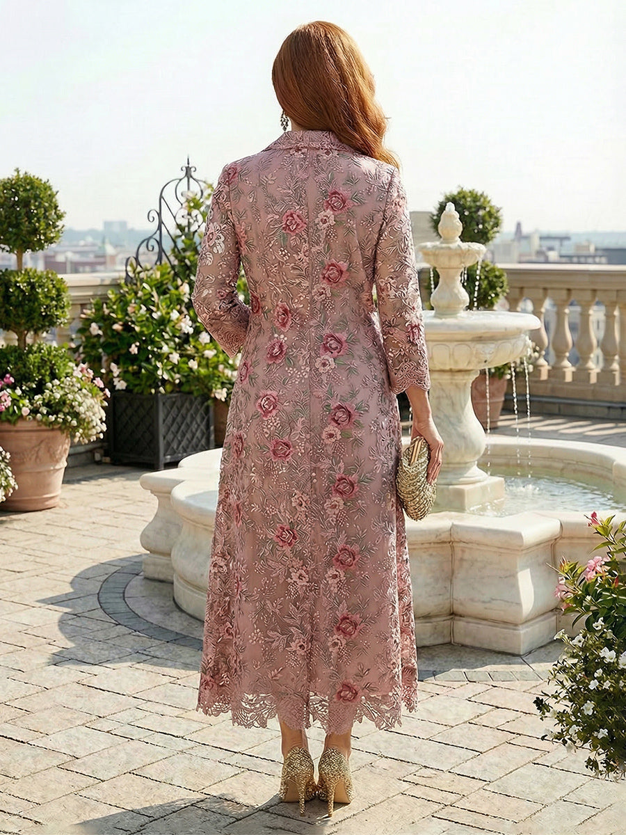 A Line Mother of the Bride Dresses with Flower Embroidery