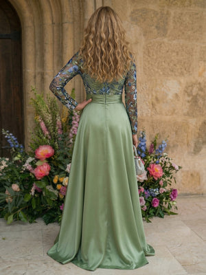 Satin A Line Scoop Neck Floor Length Mother of the Bride Dresses