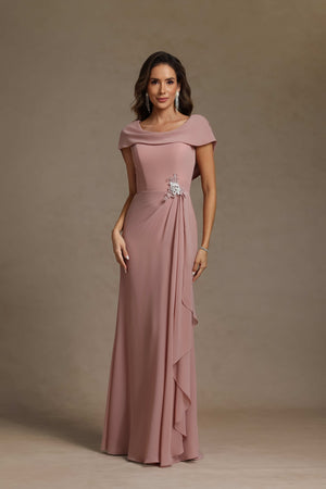 Chiffon Scoop Neck Ruffles Mother of the Bride Dresses