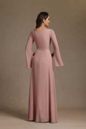 Chiffon Pleated V Neck Ruffles Mother of the Bride Dresses