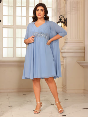 Chiffon A Line V Neck Mother of the Bride Dresses with Pocket