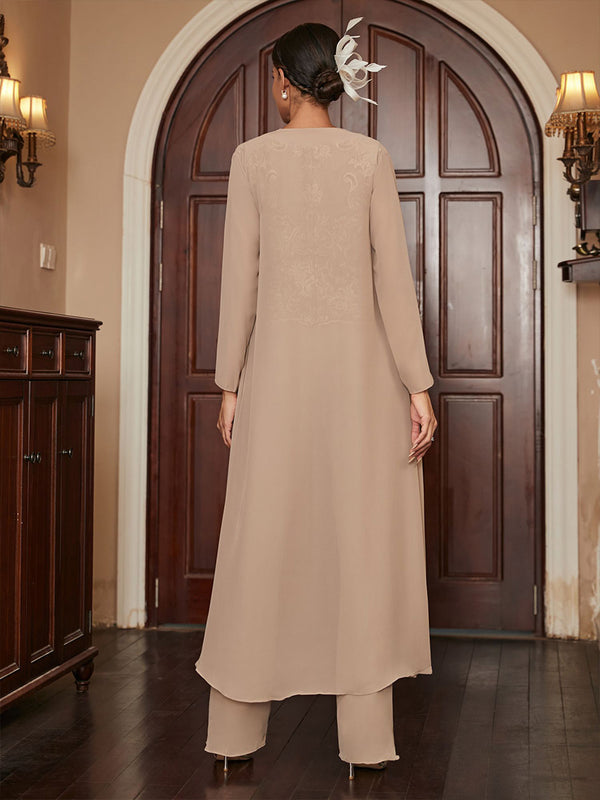 2 Pieces Lace Appliques Chiffon Mother of the Bride & Groom Pantsuit