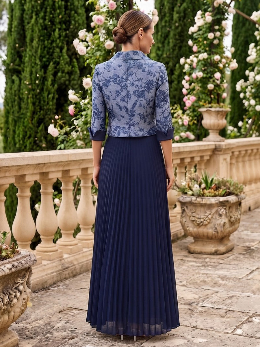 Jacquard A Line Lapel Collar Jacquard 2 Pieces Mother of the Bride Dresses