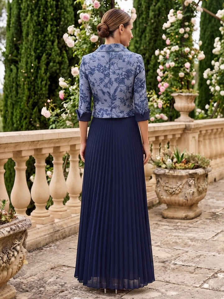 Jacquard A Line Lapel Collar Jacquard 2 Pieces Mother of the Bride Dresses
